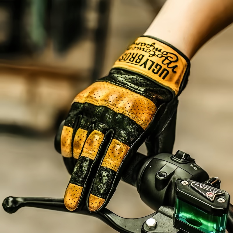 Motorcycle Gear Gloves - Uglybros Unisex Genuine Leather Motorcycle Gloves